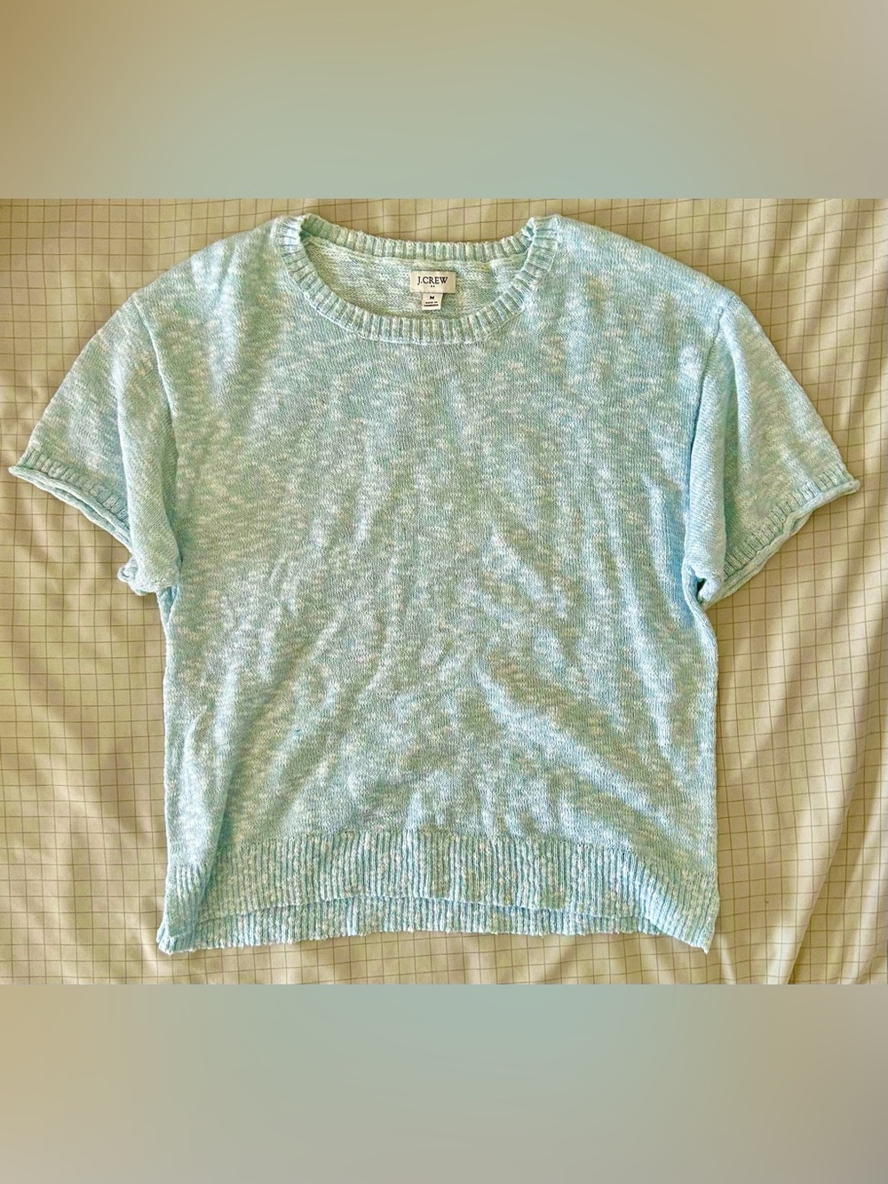 J. Crew Crewneck Short Sleeved Summer Sweater - M - Heathered Mint